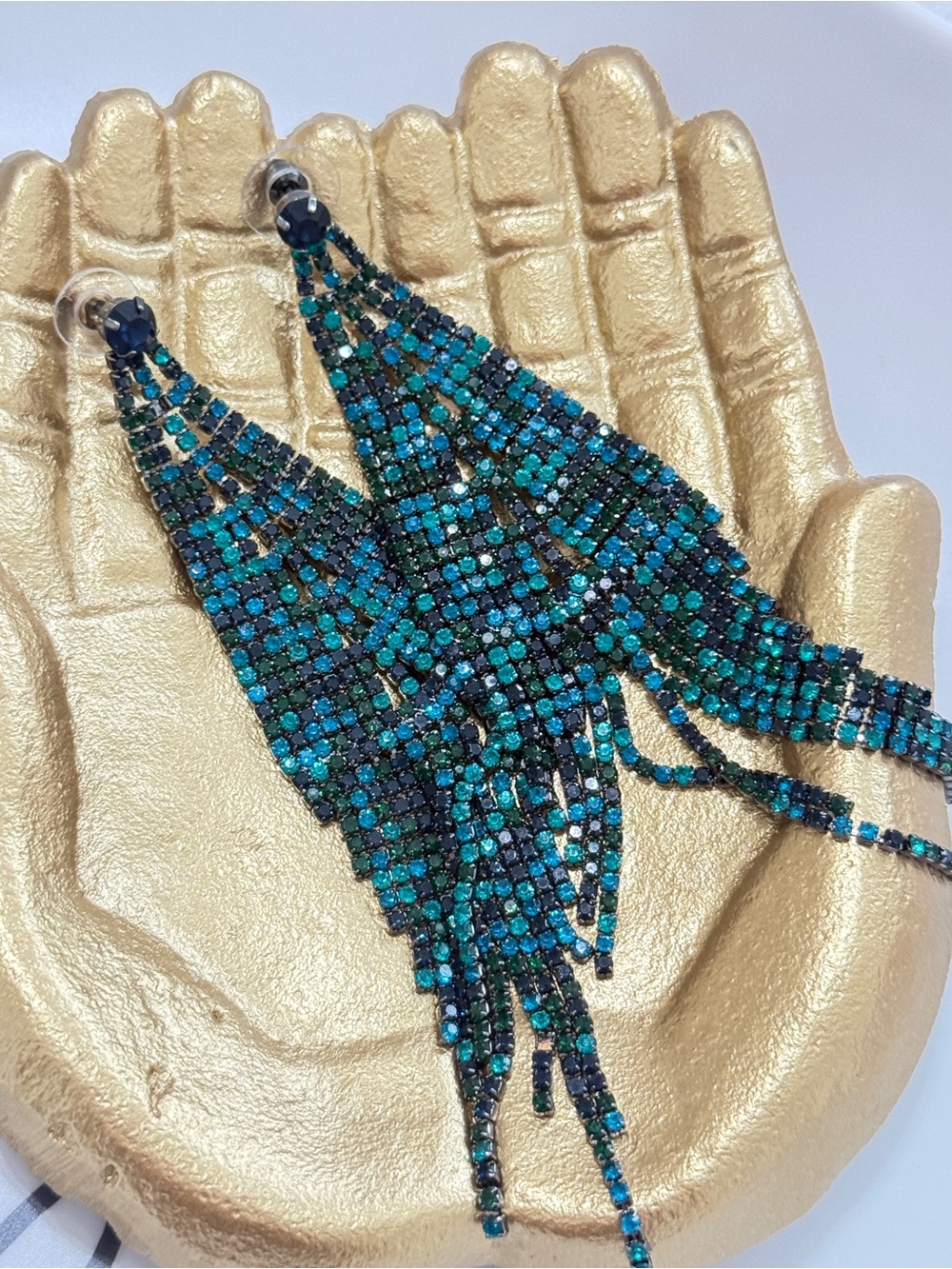 Natasha, Elegant Blue and Green Dangle Earrings